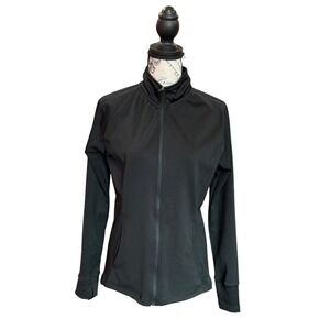 Legend Womens Black Full Zip Activewear Track Jacket with Thumbholes Size Medium